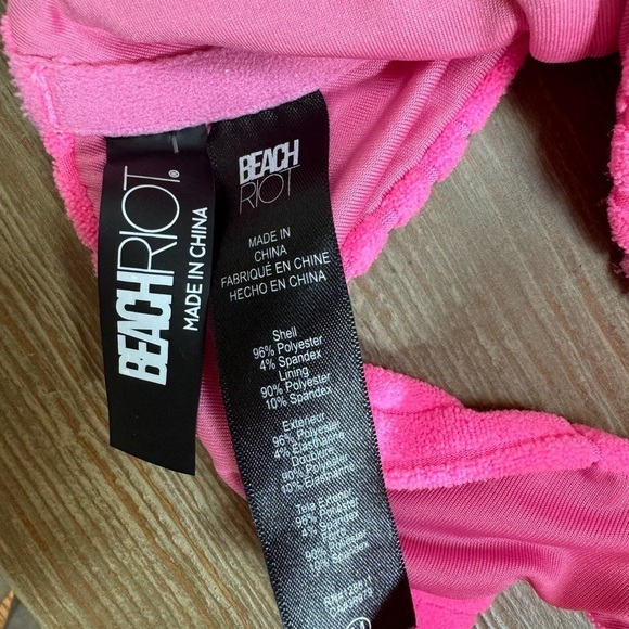 Beach Riot Blair Terry Bikini Top Strawberry Moon Pink Size M - Picture 6 of 6